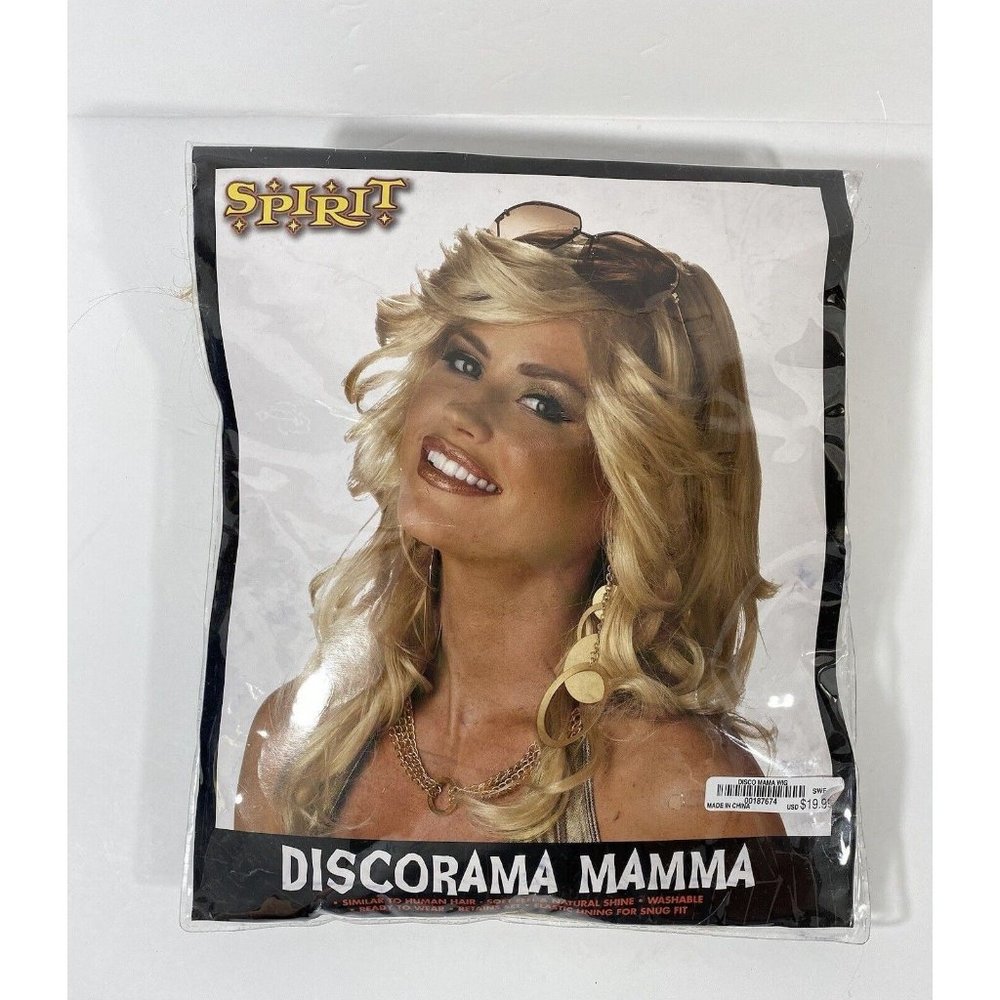 Spirit Discorama Mamma Blond Hair Wig Hippy 70s Flower Child Golden Halloween